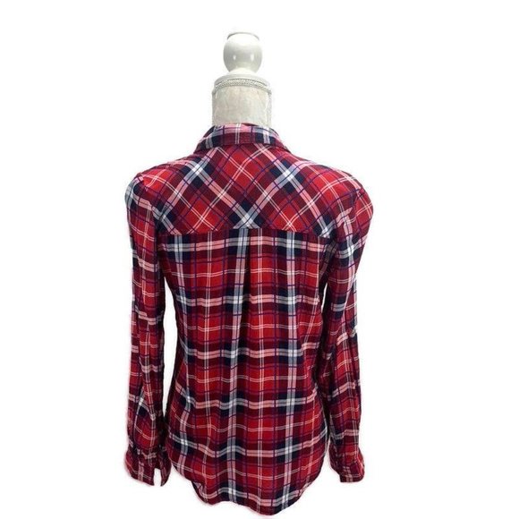 Prototype Red White Blue Plaid Button Down Shirt M - Picture 5 of 8